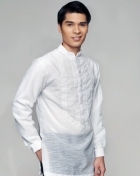 Men's Barong White Textured Organza 100875 White Men's Barong White Textured Organza 100875 White